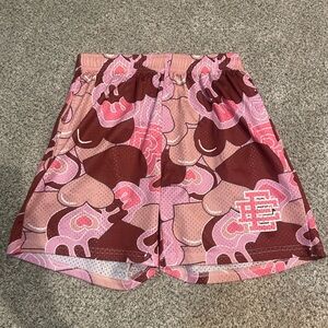 Eric Emanuel Pink & Burgundy Patterned Athletic Shorts